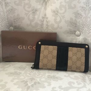 Authentic Gucci GG Zip Around Wallet